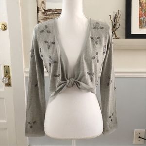 INC International Gray Silk Ballet Sweater Wrap